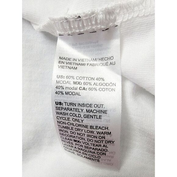 Chico's 2 White Blue Floral T-Shirt Beading Large 3/4 Slv V-Neck Stretch NEW - Picture 6 of 7